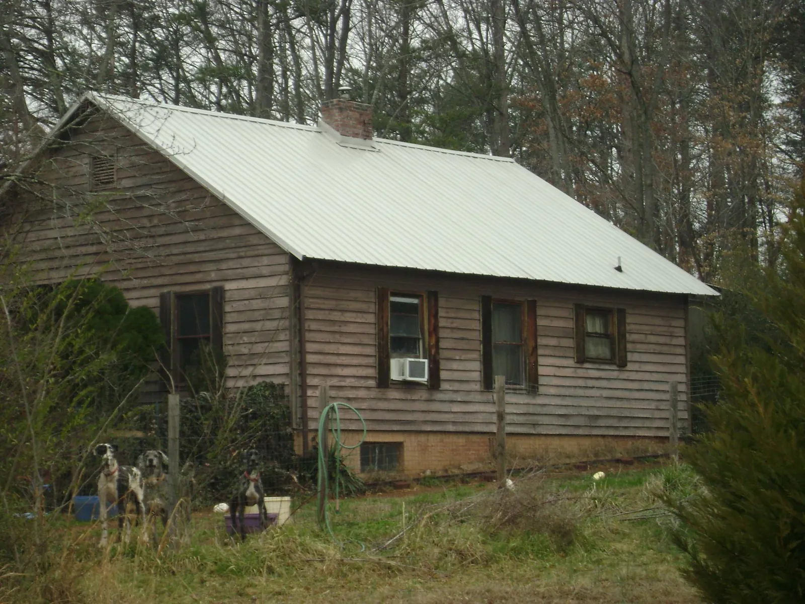 White metal roof on an old wood sided farmhouse, from a Metal Roof Installation job in Husum